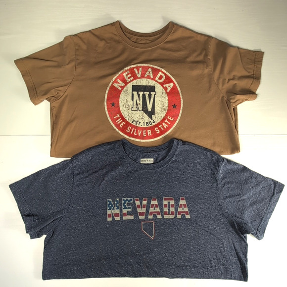 State of Mind Nevada Graphic T-Shirt XL Brown USA Tee Casual - Picture 1 of 16